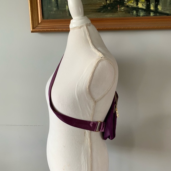 Diamond Quilted Purple Crossbody Sling Bag with Earbud Access - Picture 6 of 10